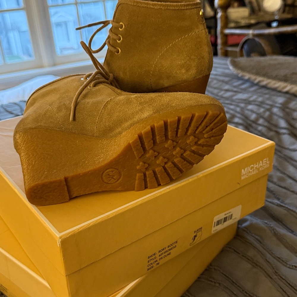 Michael Michael Kors Suede Wedge Ankle Booties in Brown - Picture 2 of 3